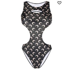 Marine Serre Cut-Out Detailed Moon-Printed Sleeveless Swimsuit